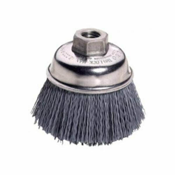 Nylox Cup Brush, Stem Mounted, 2-3/4 in Brush Dia, Crimped Filament/Wire Type, 0.04 in Filament/Wire Diame 14404